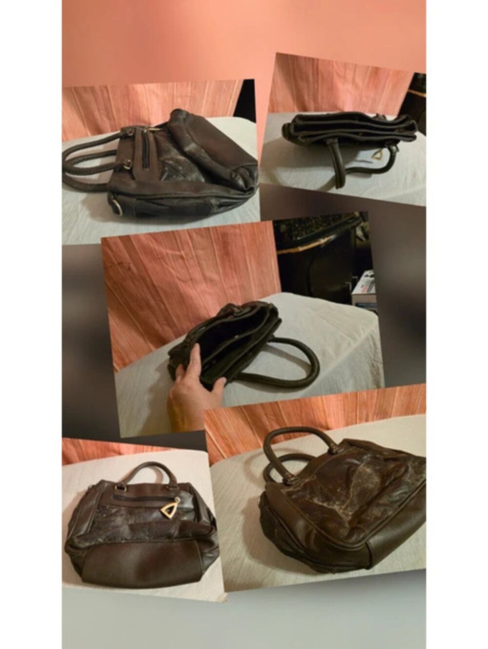 Vintage 80s / 90s Dark Brown Patchwork Shoulder Bag - Multi Compartment